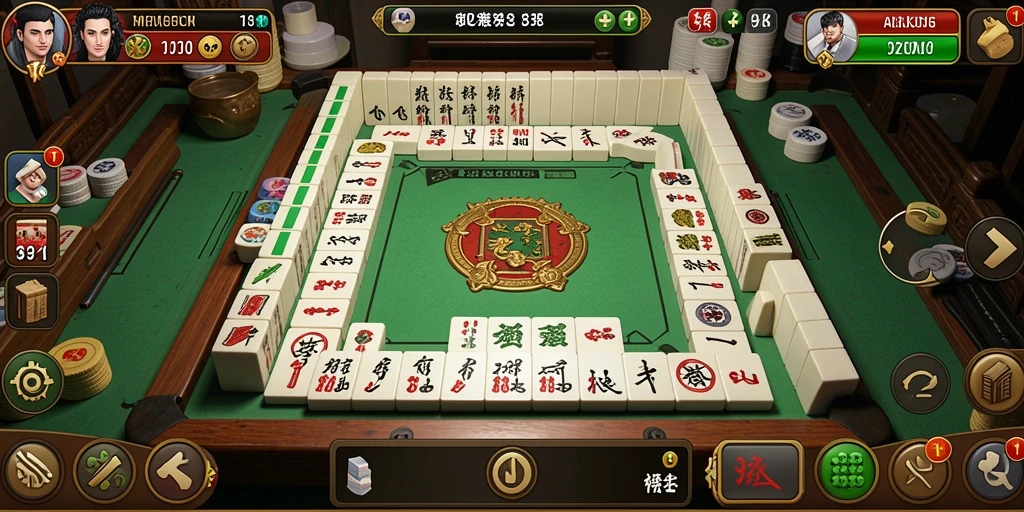 Tampilan gameplay seru di 9ZK yang memperlihatkan keseruan bermain Mahjong.