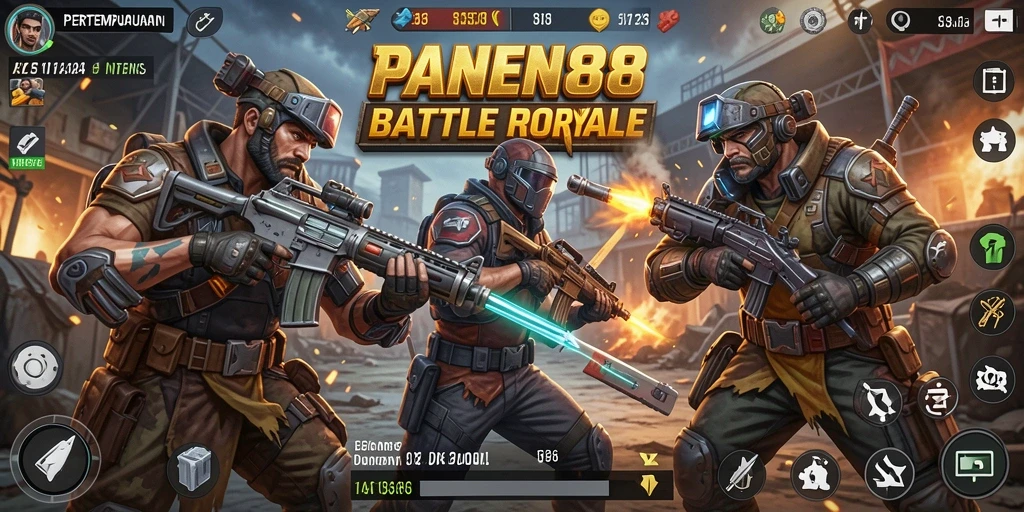 Screenshot gameplay PANEN88 menampilkan intensitas pertempuran Battle Royale.