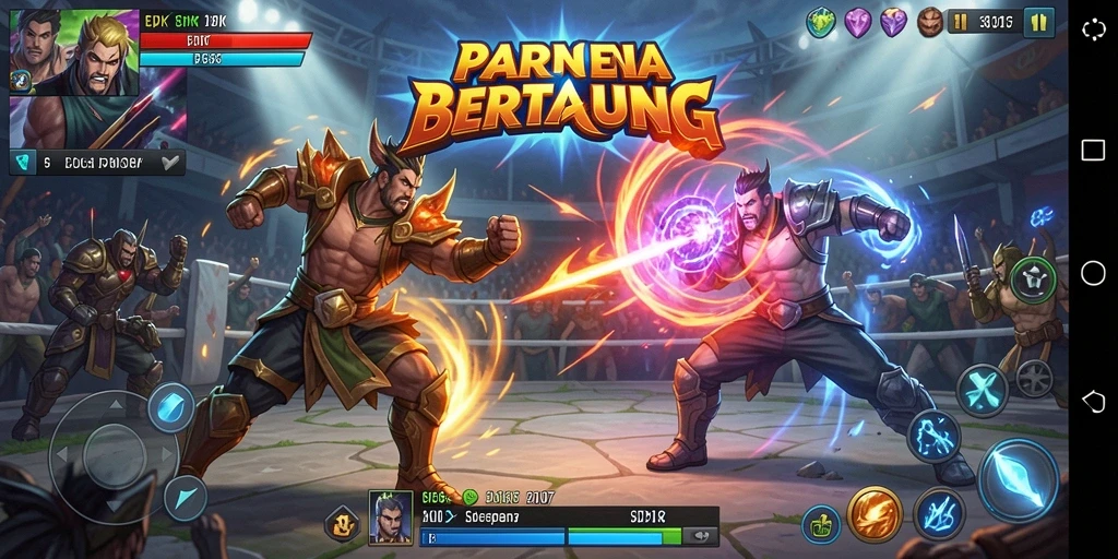 Tampilan pertarungan seru dalam SD107 dengan karakter unik.